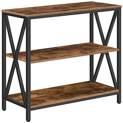 MAHANCRIS 31.5" Sofa Table, Industrial Console Table, 3-Tier Entryway Table, Narrow Sofa Table with Storage Shelves, Foyer Table, Hallway Table for entryway, Living Room, Rustic Brown CTHR8001Z - color: Rustic Brown, size: 9.4"D x 31.5"W x 31.7"H