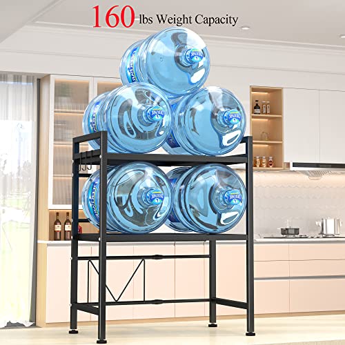 PUSDON 3-Tier Expandable Microwave Oven Rack, Countertop Baker's Rack Style Shelf, Heavy Duty Adjustable Standing Shelf with Hooks, 160lbs Capacity Kitchen Space Saver, Matte Black - color: Matte Black, size: H-frame 3 tier