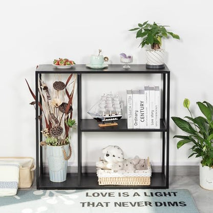 HDANI Console Table, Narrow Entryway Table, 3 Tier Metal Hallway Table, 9.8''Dx31.5''Wx29.7''H(Black) - color: Black, size: 9.8"D×31.5"W×29.7"H