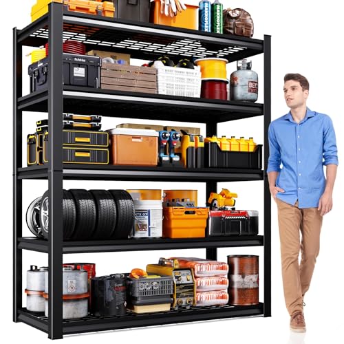 78" H Garage Shelving Heavy Duty Storage Shelves, 5-Tier Adjustable Metal Shelving Unit, Utility Garage Organizer Shelf for Basement, Pantry, Warehouse, Supermarket, 45.6" W x 19.7" D x 78" H - size: 5-Wire-19.7"Dx45.6"Wx77.9"H