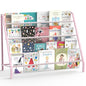 Trieez High-Transparent 4 Tier Kids Bookshelf, Sturdy Metal Large Size Book Rack Storage for Kids - Toddler Book Shelf Display for Nursery, Kids Room, Deep Size Bookshelf Hold More Books, Pink