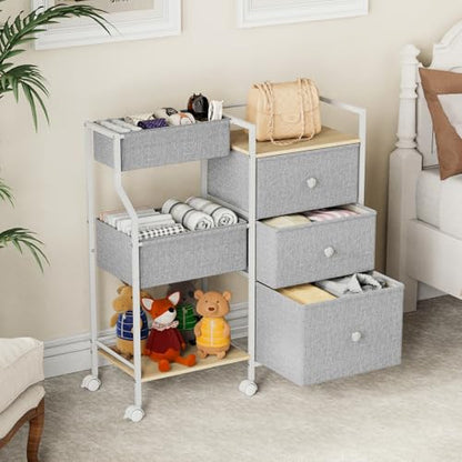 Modanais Baby Diaper Caddy Organizer Rolling Cart with Drawers, Light Gray | Detachable Dividers, 3 Tier Rolling Cart, Mobile Utility Cart with Wheels for Nursery, Bedroom, Changing Table & Crib - color: Light Gray