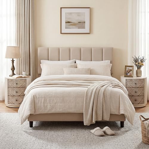 COSIEST 3 Drawer Chest of Drawers, 20 inch MDF Round Storage Cabinet, Retro Whitewash Finish Nightstand, Wood Bedside Table with Drawers for Bedroom Living Room,Light Gray - color: Wood Color-round-carved