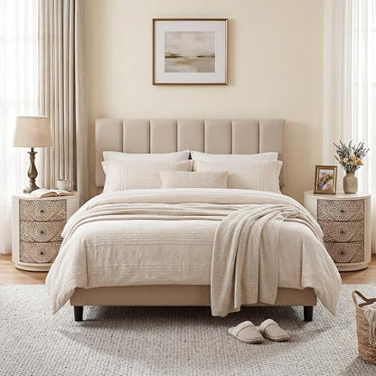 COSIEST 3 Drawer Chest of Drawers, 20 inch MDF Round Storage Cabinet, Retro Whitewash Finish Nightstand, Wood Bedside Table with Drawers for Bedroom Living Room,Light Gray - color: Wood Color-round-carved