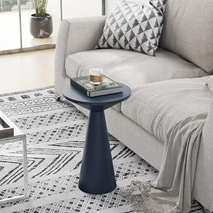 COZAYH Small Pedestal End Table Round Farmhouse Martini Table Wood Plant Stand Rustic Drink Table for Small Space Living Room, Dark Blue - color: Dark Blue