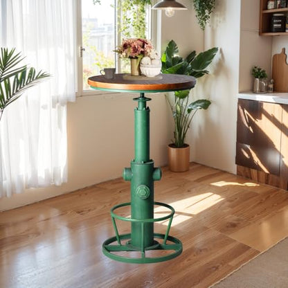 Topower Industrial Bar Table 38.58-48.43" Adjustable Pub Table Kitchen Dining Coffee Bistro Table Antique Green - color: Antique Green