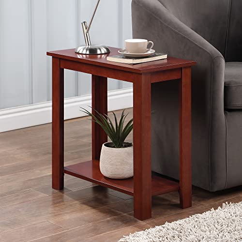Convenience Concepts Designs2Go Baja Chairside End Table 23.75"- Modern Living Room Table with Storage Shelf, Transitional Bedside Table, Mahogany - color: Mahogany
