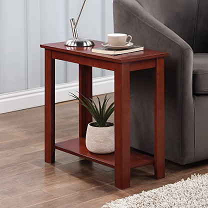 Convenience Concepts Designs2Go Baja Chairside End Table 23.75"- Modern Living Room Table with Storage Shelf, Transitional Bedside Table, Mahogany - color: Mahogany