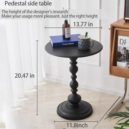 Pedestal Metal Round Side Table, Sofa Table, Small TV Tray Table for The Sofa in The Living Room and Bedroom, Bed, Chair, Mini Coffee Table, Headboard Table, 20.47 (H) *13.77 (W) - color: 1pcs - Black Upgrade Iron Table