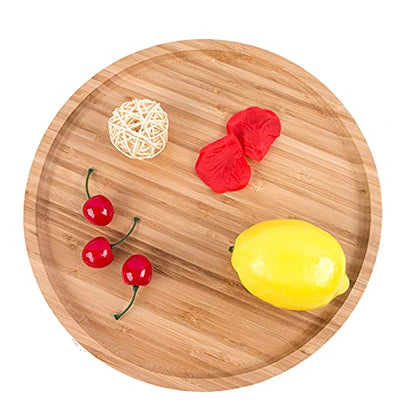2 Pack 10" Bamboo Plant Saucer, Round Plant Pot Tray for Indoor Plants, Modern Brown Solid Style, Waterproof & Anti-Overflow - size: 10"