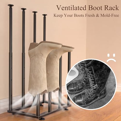 Adjustable Height Boot Rack, Metal Free Standing Shoe Storage Shelf | Cowboy Boots Organizer, Narrow Space-Saving Tall Boot Holder, for Closet Entryway Garage Bedroom, Outdoor, Apartment, 8 Pairs - size: Adjustable Height (8 Pairs)