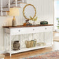 Tribesigns 70.8" Console Table with 3 Drawers, Farmhouse Entryway Table with Storage Shelf, Narrow Long Sofa Foyer Table for Entryway, Hallway (White/Brown) - color: White/Brown