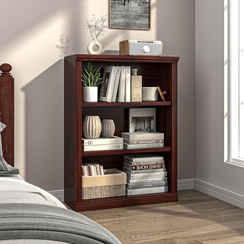 3-Shelf Bookcase, Wood Bookshelves for Living Room, Library, Office | Zhiseek Small Bookshelf, 29.5"W x 12.8"D x 41.2"H, Cherry - color: Cherry, size: 3-Tier