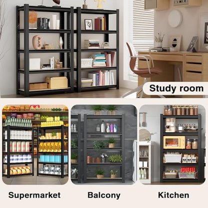 WORKPRO 5-Tier Black Shelving with Board, 24.1”Wx16.2”Dx60”H, 3000LBS Load | Boltless, Adjustable,Waterproof Board, 3000lbs Heavy Duty - color: Black, size: 24-1/10”W x 16-1/5”D x 60”H