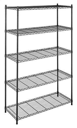 Whitmor Supreme 5 Tier Adjustable Shelving - 500 Pound Weight Capacity Per Shelf - Leveling Feet - color: Black, size: 18" x 48" x 74"