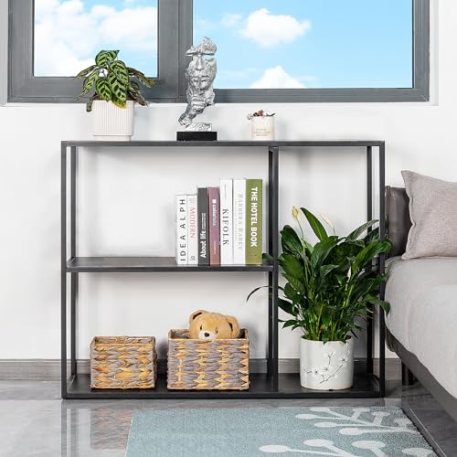 HDANI Console Table, Narrow Entryway Table, 3 Tier Metal Hallway Table, 9.8''Dx31.5''Wx29.7''H(Black) - color: Black, size: 9.8"D×31.5"W×29.7"H