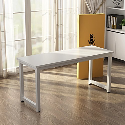 Tribesigns Computer Desk, 63 inch Large Office Desk Computer Table Study Writing Desk for Home Office, White - color: White, size: 63*23.6 inch