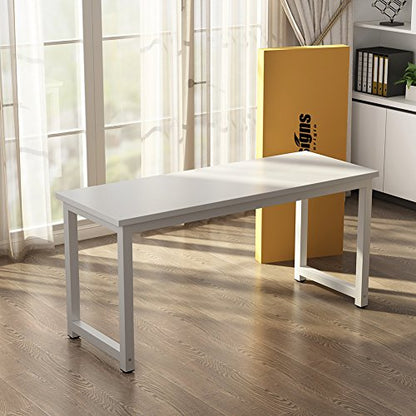 Tribesigns Computer Desk, 63 inch Large Office Desk Computer Table Study Writing Desk for Home Office, White - color: White, size: 63*23.6 inch