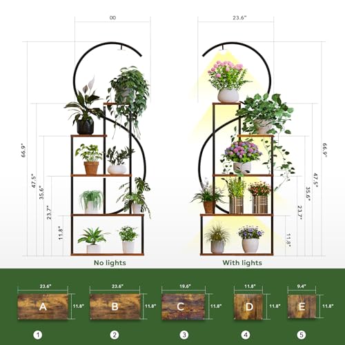 2-Pack Plant Stand with Grow Lights for Indoor Plants, Dimmable & Zone Control Smart Plant Shelf, Modern Corner Display Rack for Living Room, Balcony, Office, Small Apartment & Plant Lovers