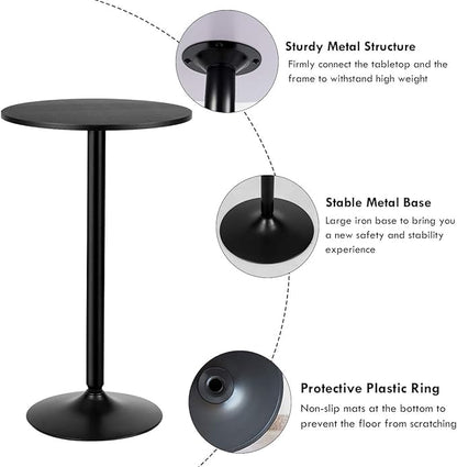 ERGOMASTER Two-in-one Adjustable Height Bar Tables, 24-inch Round Cocktail Table with Sturdy Metal Base, 40"/22" Two Convertible Height High Top Pub Table for Home Bar, Restaurant Bistro (2, Black) - color: Black, size: Diameter：23.99‘’