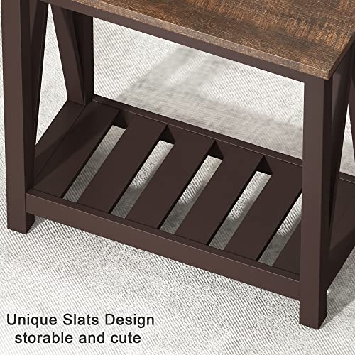 ChooChoo Farmhouse End Table, Narrow Side Table with Shelf | Slim Bedside Table ,Small Spaces, Rustic Nightstand, Living Room, Bedroom ,Espresso - color: Espresso, size: 1 Pack