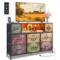WLIVE Dresser TV Stand for 45, 50, 55 inch TV, Entertainment Center with LED Lights & Charging Station, Chest of Drawers with 8 Fabric Drawers and Open Shelves for Living Room, Hallway, Pattern - color: Pattern