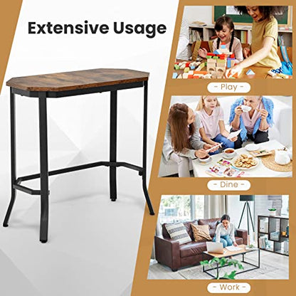 KOTEK Narrow Side Table, Industrial End Table w/Metal Frame & Adjustable Foot Pads, Slim Accent Table Bedside Table Nightstand for Living Room, Bedroom (Rustic Brown)