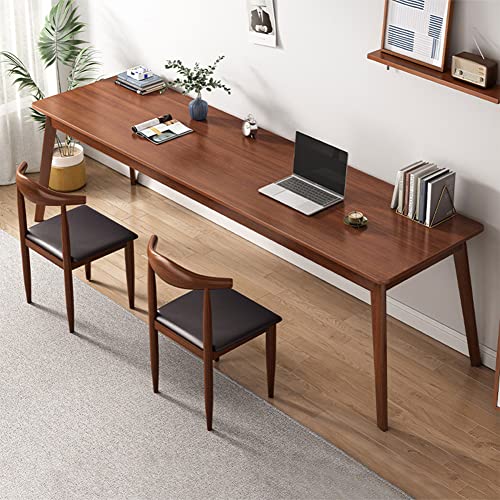 NELYE Mid-Century Long Desk Table, 63" W x 20" D, Walnut | Simple Modern Wood Table, Extra Long 2-Person Computer Workstation for Home Office Work, Holds 200 Lbs - size: 63"W20"D