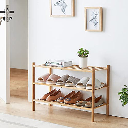 viewcare 3-Tier Free Standing Shoe Racks, Bamboo Wood Shoe Rack for Entryway & Closet, Beautiful | Natural | Functional | Sturdy Shoe Rack - color: Natural Bamboo, size: 3-Tier