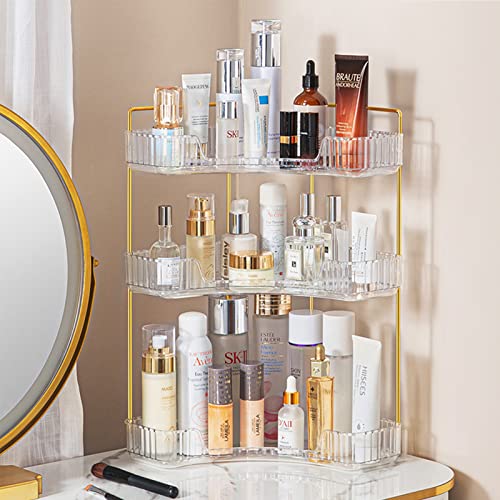 3-Tier Corner Bathroom Counter Organizer – Storage Shelf for Makeup, Perfume & Skincare, Space-Saving Countertop Tray Fits Bathroom, Dresser, Kitchen (White) - color: Classic White, size: Classic-3 Tier