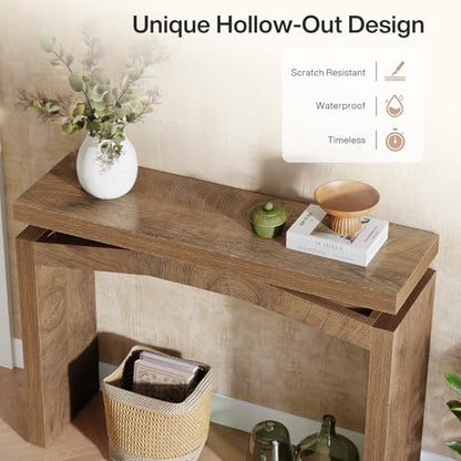 Tribesigns 40-Inch Console Table for Entryway, Farmhouse Sofa Console Behind Couch, Small Entry Table for Hallway, Foyer, Living Room, Natural Brown - color: Brown