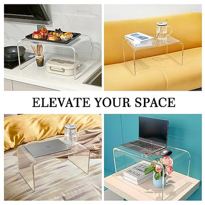 C-Shape Acrylic Side Table, 20" L x 12" W x 10" H x 1/2" Thick Clear End Table, Transparent Nightstand with Waterfall Edges, Modern Lucite Side Table for Living Room - size: 20" L x 12" W x 10" H