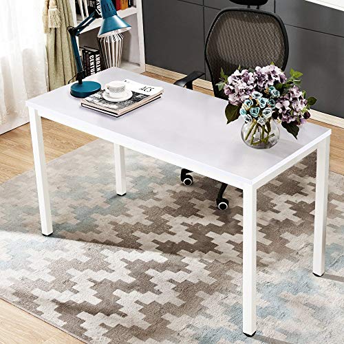 Need 55 Inch Large Computer Desk - Modern Simple Style Home Office Gaming Desk, Basic Writing Table for Study Student, White Metal Frame, White - color: White, size: 55 inches