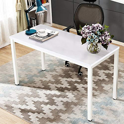 Need 55 Inch Large Computer Desk - Modern Simple Style Home Office Gaming Desk, Basic Writing Table for Study Student, White Metal Frame, White - color: White, size: 55 inches