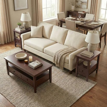 SIMPLIHOME Warm Shaker End Table - 14 inch Wide Solid Wood Narrow Accent Table in Russet Brown, Transitional Side Table for Living Room with Drawer and Shelf - color: Russet Brown, size: 14 inch, style: End Table