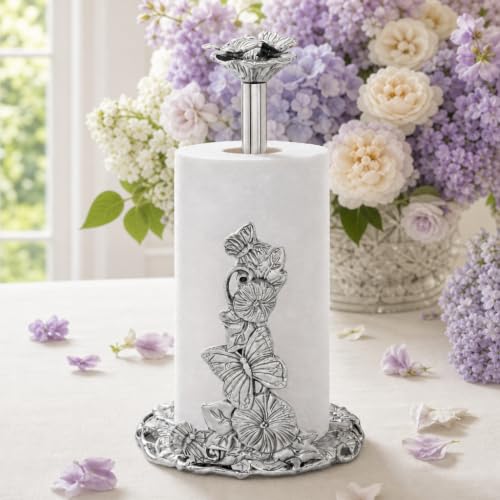Arthur Court Butterfly Paper Towel Holder - Decorative Aluminum Design for Kitchen Countertop - 13 Inch Tall with Weighted Base - size: Butterfly