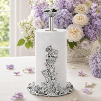 Arthur Court Butterfly Paper Towel Holder - Decorative Aluminum Design for Kitchen Countertop - 13 Inch Tall with Weighted Base - size: Butterfly