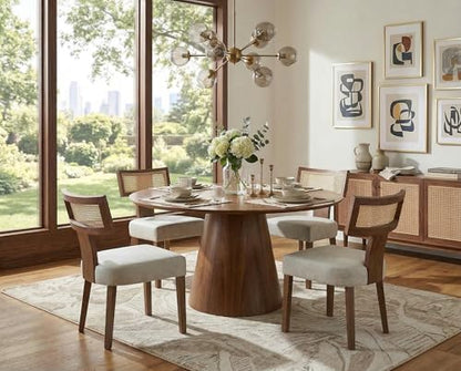 RIVOVA Modern Dining Chairs, Set of 4 - Rattan Back, Pu Leather Upholstered, Kitchen Chairs with Solid Wood Frame, Grey - color: Grey Rattan