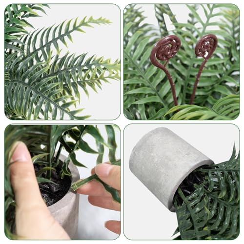 Artificial Boston Fern Potted Plants, 2 Pcs 15'' Fake Greenery Shrubs Plants in Pot for Home Office Living Room Desk Shelf Indoor - color: Green-2pcs