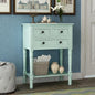 24'' Entryway Table, Small Console Table with Storage Drawers and Shelf, Hallway Table for Entryway Hallway Foyer, Farmhouse Solid Wood Frame (Retro Blue) - color: Retro Blue