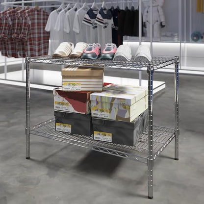 21" Deep x 36" Wide x 27" Height Wire Shelving Kit | 2-Tier | NSF Commercial Storage Rack Unit - size: 21" Deep x 36" Wide
