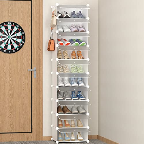 HOMIDEC Shoe Storage, 10-Tier Shoe Rack Organizer for Closet 20 Pair Narrow Shoes Shelf Cabinet for Entryway, Bedroom and Hallway - color: Transparent
