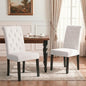 LSSBOUGHT Upholstered Dining Chairs Set of 2,Tufted Parsons Kitchen Chair with Solid Wood Legs, Modern Towel Fabric Side Chair for Dining Room/Restaurant(2pcs,Beige) - color: Beige-fabric, size: Set of 2
