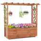 Giantex Raised Garden Bed with Sided Trellis & Roof, 45”x16”x41” Wood Elevated Planter Box, Freestanding Garden Planter Raised Bed for Flowers Herbs Climbing Vines,Brown,1 - color: Brown, size: 45”x16”x41”