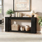 Maupvit Fluted Wooden Console Table with 2 Storage, 71 Inches Rectangular Entryway Table Behind The Couch, Farmhouse Boho Sofa Table for Entrance, Hallway, Living Room (Black) - color: Black