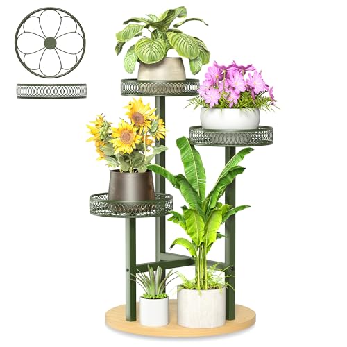 Stand Plants, 3-Tier Metal Plant Stands for Outdoor Indoor Plants,Heavy Duty Flower Pot Stands for Multiple Plants,Decoration Display Racks for Patio Garden -GreenFlower - color: GreenFlower, size: 3-tiers