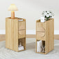 Narrow Nightstands Set of 2 for Bedroom, Mid Century Modern Wooden Bedside with 2 Drawers, Fluted Skinny End Table, 8 Inch Wide Slim Side Tables for Small Spaces - color: Natural X40