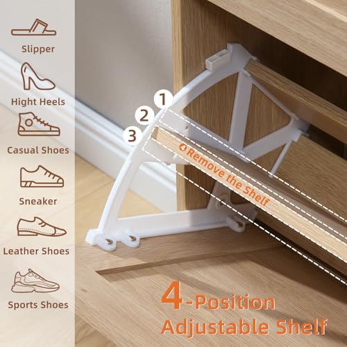 LEYAOYAO Shoe Cabinet Storage for Entryway with 2 Flip Drawers | Rack Narrow Organizer Slim Hidden Wood Shoe Cabinet Furniture - color: Natural