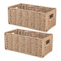 2-Pack Paper Rope Wicker Toilet Paper Baskets, 11.2x6x4.8in, Natural Brown | Narrow woven foldable storage baskets for shelves, countertops and toilet tank tops; rectangular organizer bins for bathrooms