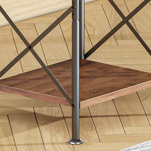 VECELO End Tables, Modern Nightstand with Fabric Drawer & Open Shelf, Night Stand for Bedroom Living Room, Industrial Metal Frame, Easy Assembly, Rustic Brown,1 Pack - color: Rustic Brown, size: 1 PACK